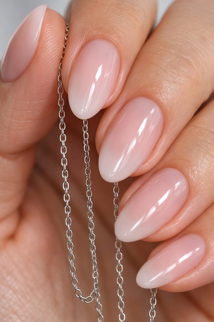 Clean girl sheer pink manicure, a minimalist design perfect for a refined and polished style.