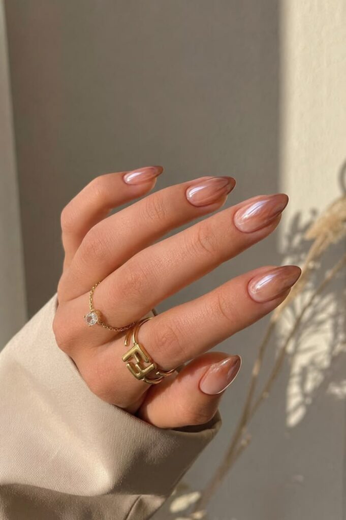 glazed nude nails minimal nail inspiration clean girl aesthetic