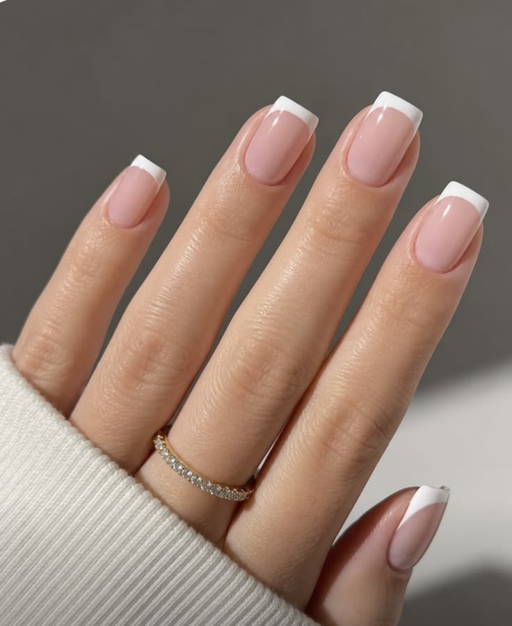 white french nails square tip quiet luxury aesthetic
