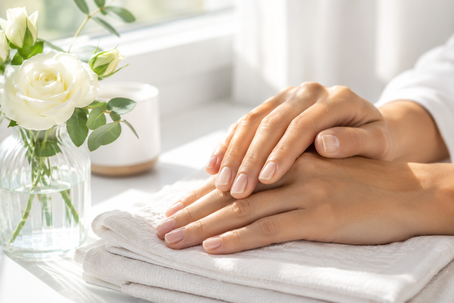 Beautiful, healthy-looking hands with a clean nail aesthetic, representing the final goal of knowing how to fix peeling nails.