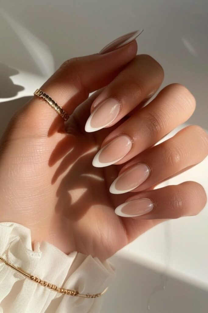 Timeless French manicure ideas for elegant bridal and bridesmaid nails.