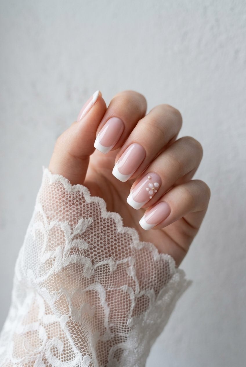 Minimal white French tip nails with a modern clean finish, elegant summer nails ideas.
