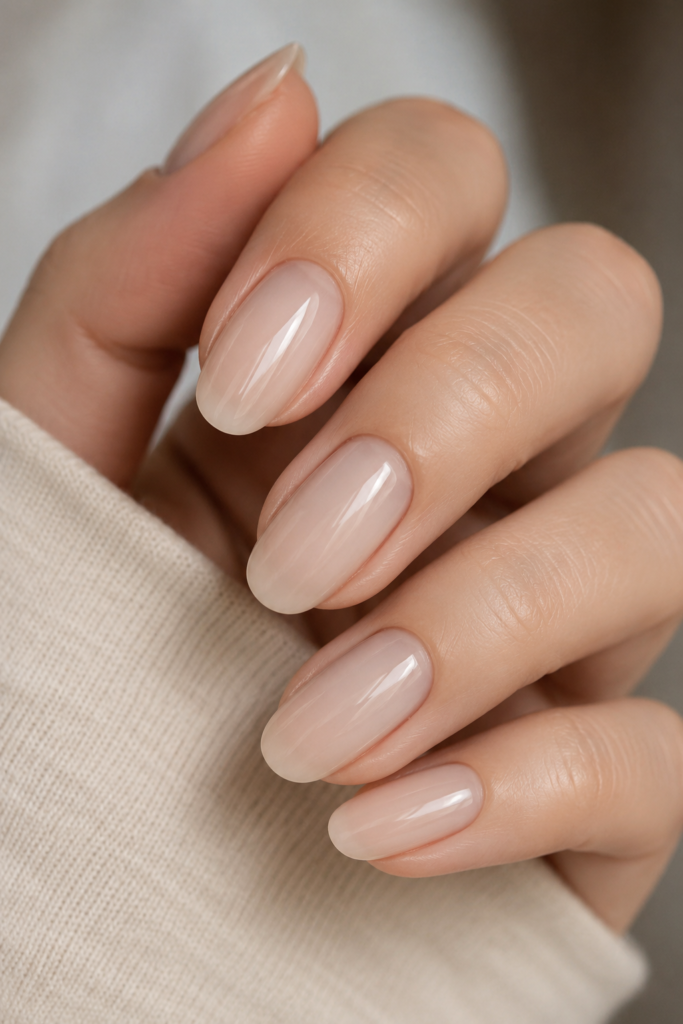 Refined Misty Beige nails, a minimalist take on elegant nude nail ideas.