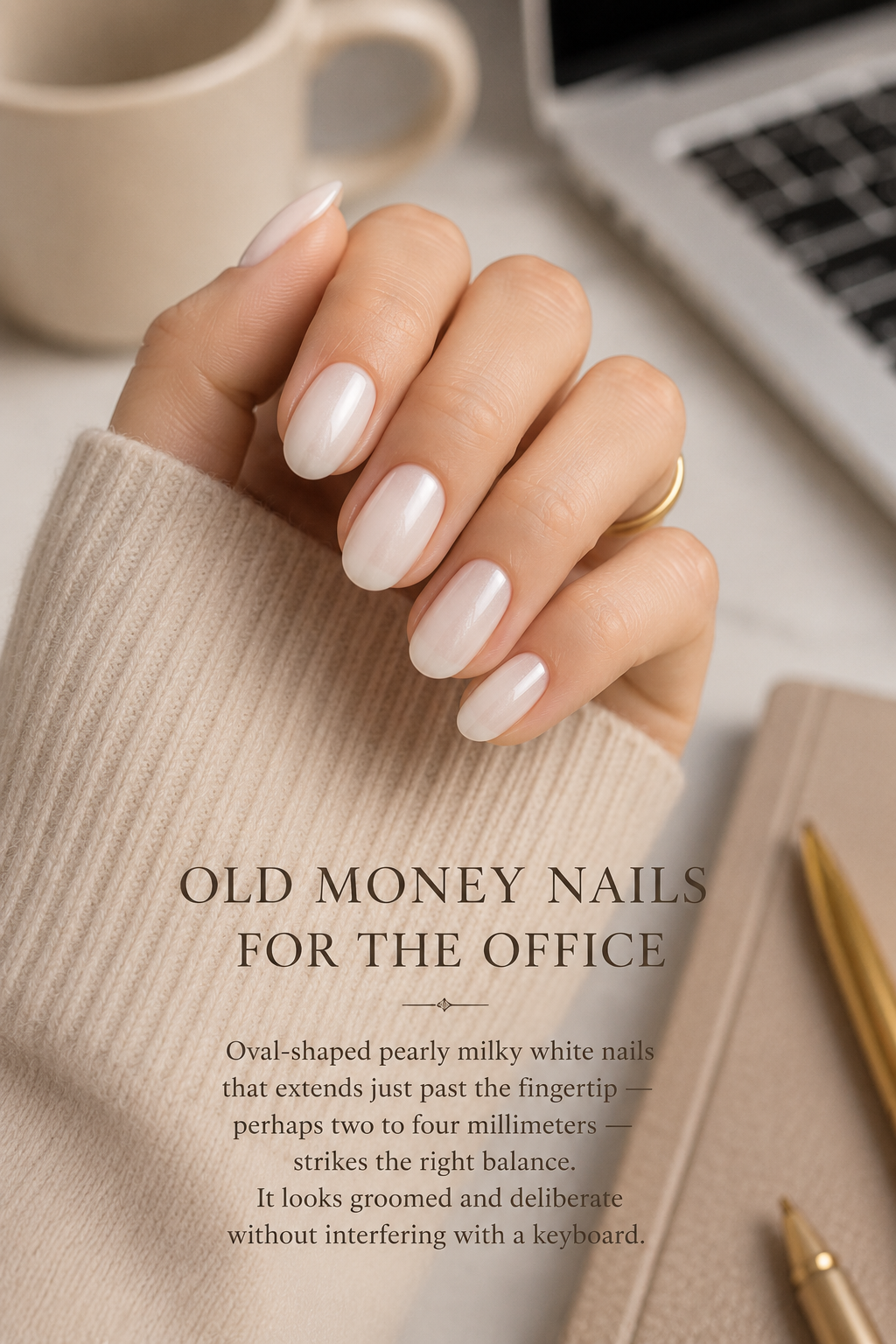 Old Money Nails featuring a practical office-friendly nail length perfect for Professional Nails and Office Nails.
