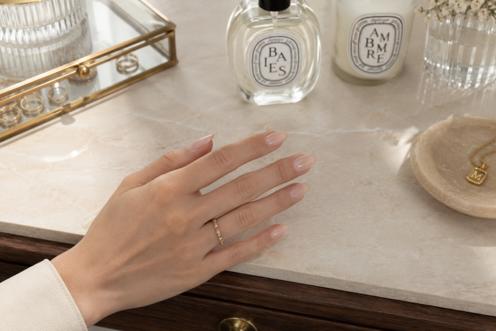 Healthy natural nude nails showcasing long-term nail care and elegant minimalist manicure.