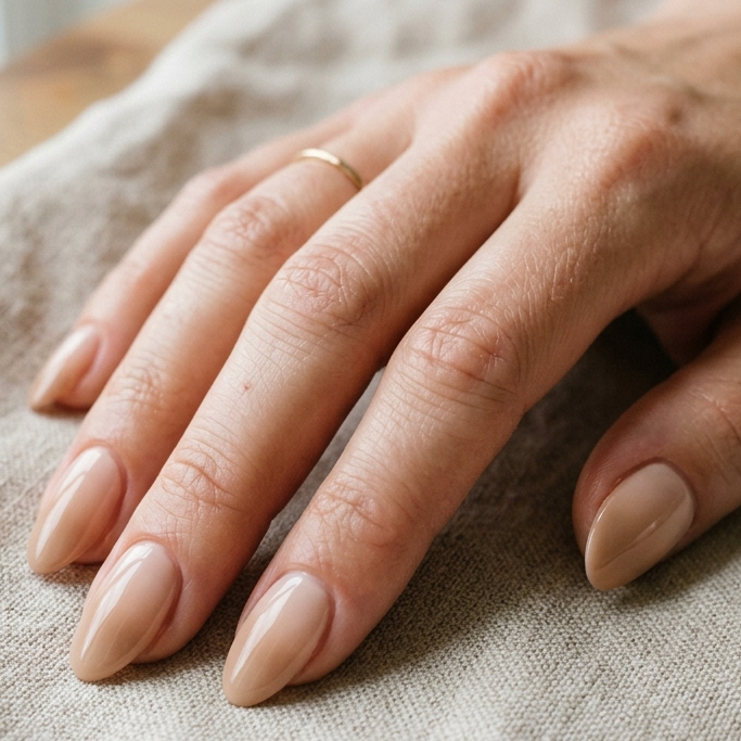 Achieve a seamless, professional manicure with these elegant office-friendly nails in a soft gradient, offering a gentle and polished transition of color.