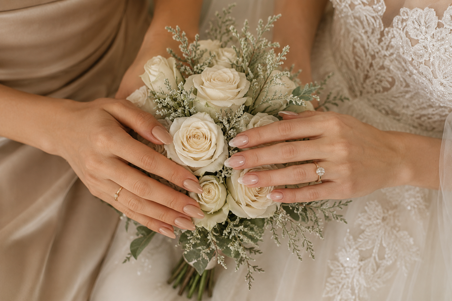 25 Elegant Bridal and Bridesmaid Nails Ideas for a Timeless Wedding Look