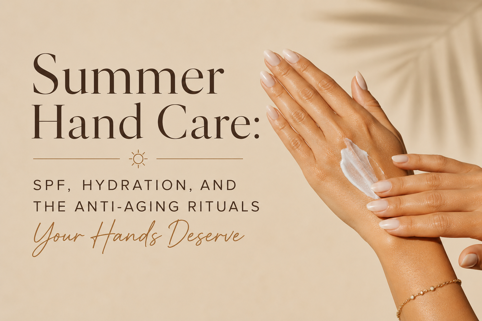 Summer Hand Care concept image highlighting hydration, SPF protection, and anti-aging rituals for hands.