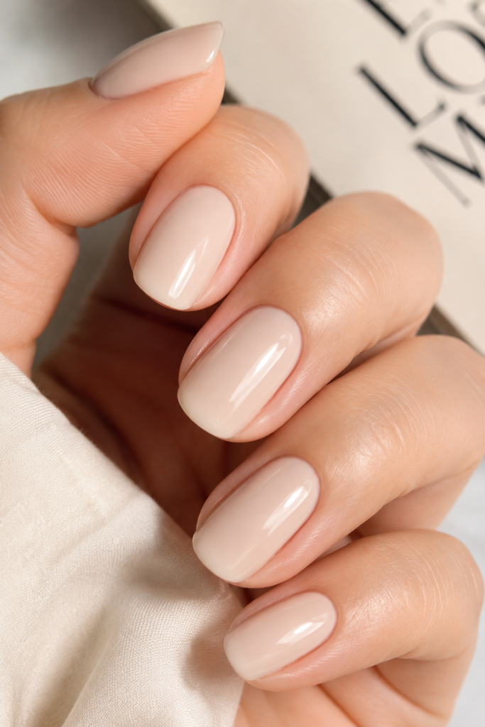 Soft Velvet Milk polish, a creamy and feminine highlight of our nude nail ideas.
