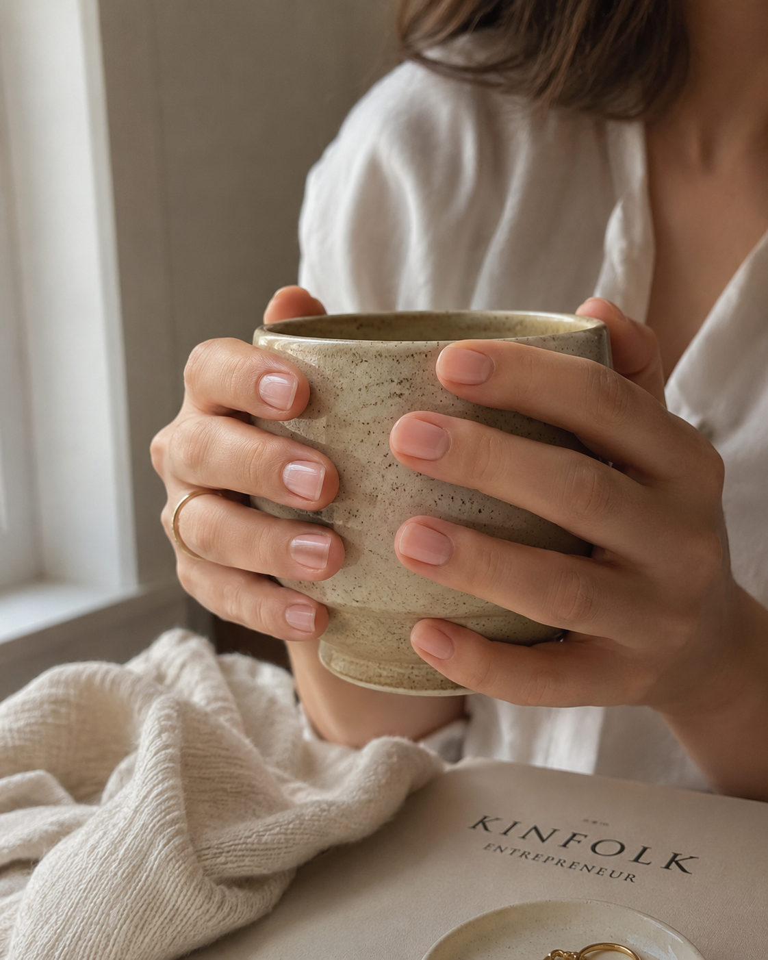Healthy, bare nails after completing a four-week gel manicure detox routine.