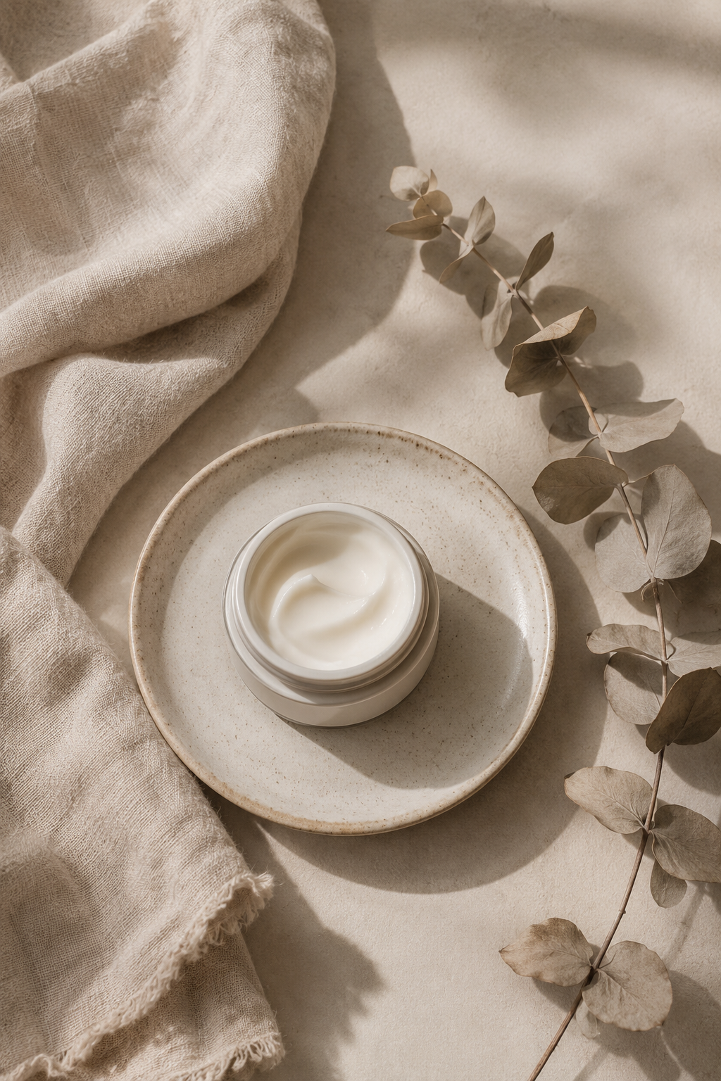 Flat-lay of hand care essentials used to prevent dry skin and hangnails around the nail bed.