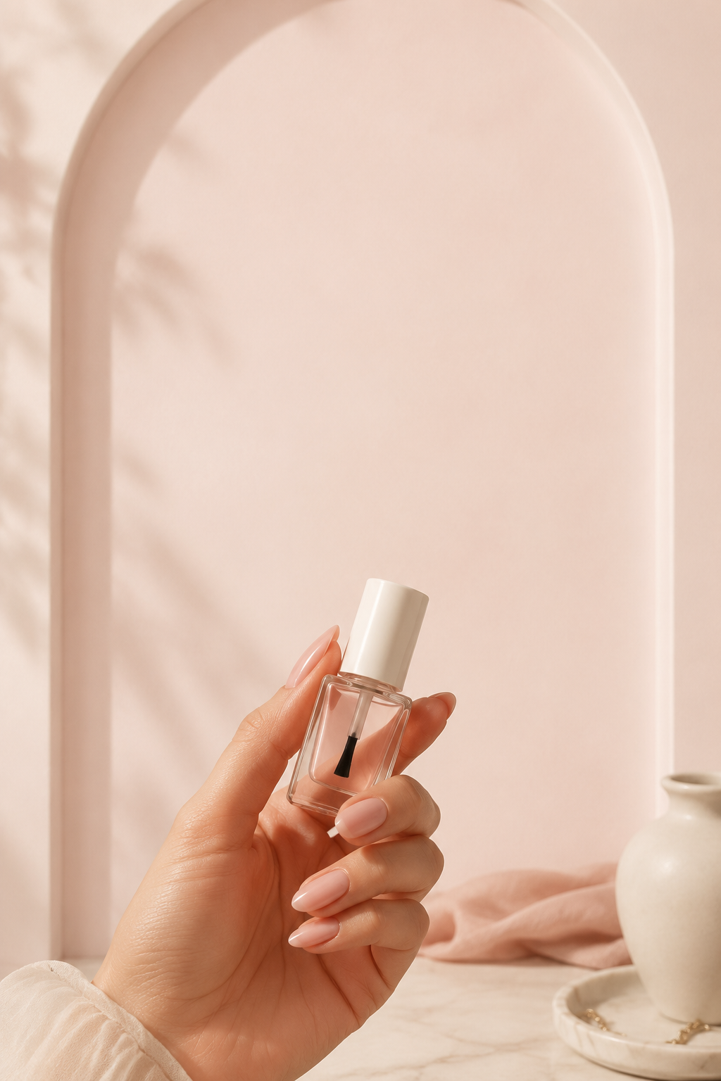 Pinterest graphic comparing types of nail strengtheners for weak and peeling nails.